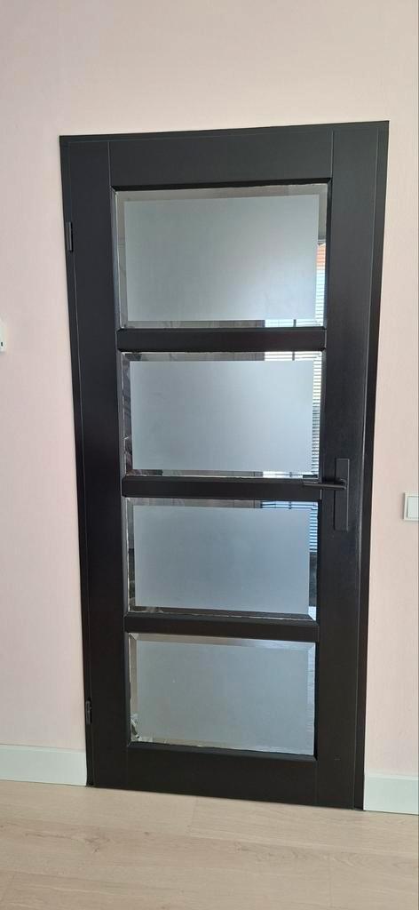 Stijlvolle deur met glas, Doe-het-zelf en Verbouw, Deuren en Horren, Gebruikt, Binnendeur, 200 tot 215 cm, 80 tot 100 cm, Glas