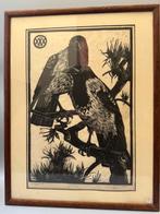 houtsnede twee kraaien, Antiek en Kunst, Ophalen of Verzenden