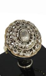 Roos diamanten antieke 14k gouden dames ring zilver vintage, Sieraden, Tassen en Uiterlijk, Antieke sieraden, Ophalen of Verzenden
