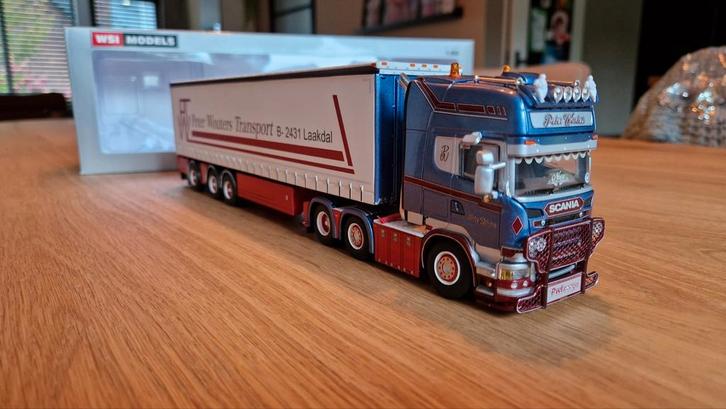 Wsi | Scania - PWT Peter Wouters Transport, Hobby en Vrije tijd, Modelauto's | 1:50, Zo goed als nieuw, Bus of Vrachtwagen, Wsi
