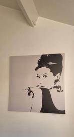 Artprint op canvas vintage Audrey Hepburn 90cm, Ophalen, Gebruikt, Print, 75 tot 100 cm