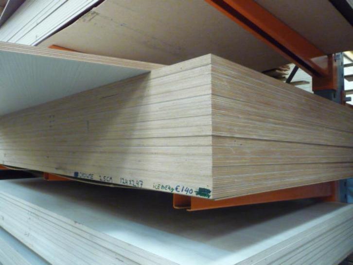 Okoume 25 mm dik hpl houtprint iceberg 124 x 247 cm ijsberg, Doe-het-zelf en Verbouw, Platen en Panelen, Nieuw, Multiplex, 20 tot 50 mm