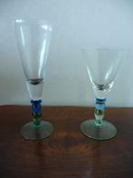 2 fraai gekleurde glazen op voet., Antiek en Kunst, Antiek | Glas en Kristal, Ophalen of Verzenden
