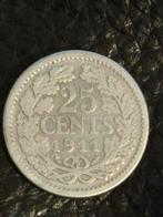 25 Cent 1911 - Koningin Wilhelmina, Postzegels en Munten, Munten | Nederland, Zilver, 25 cent, Ophalen of Verzenden, Koningin Wilhelmina