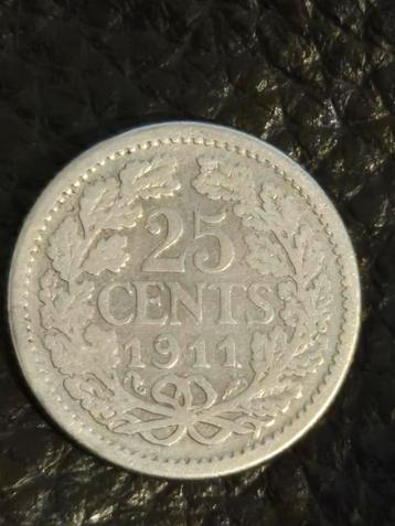 25 Cent 1911 - Koningin Wilhelmina beschikbaar voor biedingen
