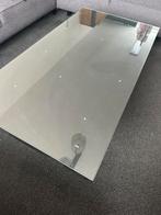 Salontafel met glas op maat, 130 X 70 cm (zwart), Ophalen, 100 tot 150 cm, Stevige tafel met stoere uitstraling., 50 tot 100 cm