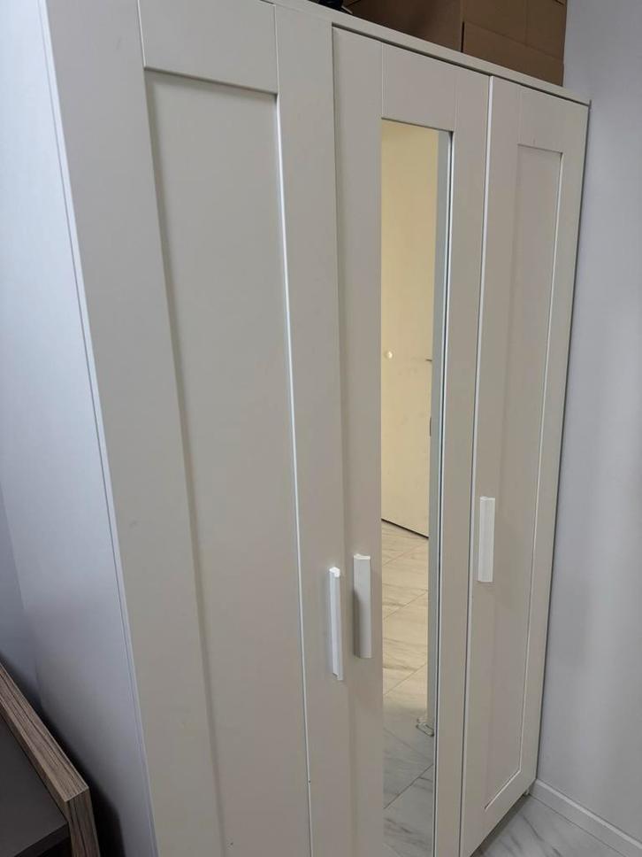 Witte kledingkast met spiegeldeur, Huis en Inrichting, Kasten | Kledingkasten, Gebruikt, 150 tot 200 cm, 100 tot 150 cm, 50 tot 75 cm