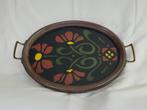 Dienblaadje met achter glas schildering Art Nouveau, Ophalen of Verzenden, Gebruikt, Rond, Overige materialen