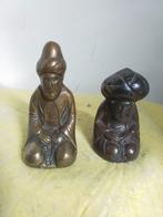 13119) 2 antieke bronze bhoeda s  hoog  8,5/10,5  cm, Ophalen of Verzenden