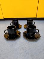 4 zwarte espressokopjes, Ophalen of Verzenden, Overige stijlen, Kop(pen) en/of Schotel(s), Glas