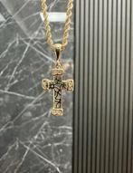 14K gouden rope ketting + kruis / 50cm, Ophalen of Verzenden, Nieuw, Goud, Goud