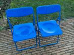 Twee vintage blauwe klapstoel genaamd 'TED' Ikea, Huis en Inrichting, Stoelen, Ophalen, Gebruikt, Blauw, Metaal