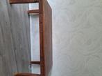 Massief houten eettafel met sierdetails + 4 stoelen – €200, Ophalen, Gebruikt, 50 tot 100 cm, Vijf personen of meer