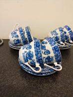 Vintage Blauw Wit 6  Kop en Schotel Set, Ophalen of Verzenden