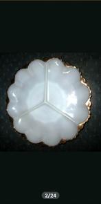 Vintage Melkglas Bonbonschaal met Gouden Rand, Ophalen of Verzenden