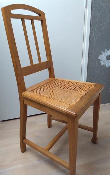 RETRO massief eiken stoel met rotan zitting + stevig kussen
 beschikbaar voor biedingen