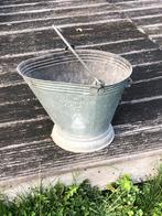 Vintage verzinkte kolenemmer kolen emmer industrieel, Antiek en Kunst, Curiosa en Brocante, Ophalen of Verzenden