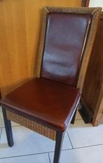 1 eetkamerstoel Lloyd Loom, met leer, Huis en Inrichting, Stoelen, Ophalen, Bruin, Zo goed als nieuw, Eén