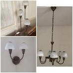 Lampen set! Hanglamp wandlamp tafellamp glas met metaal, Huis en Inrichting, Lampen | Hanglampen, Ophalen, Glas, 50 tot 75 cm