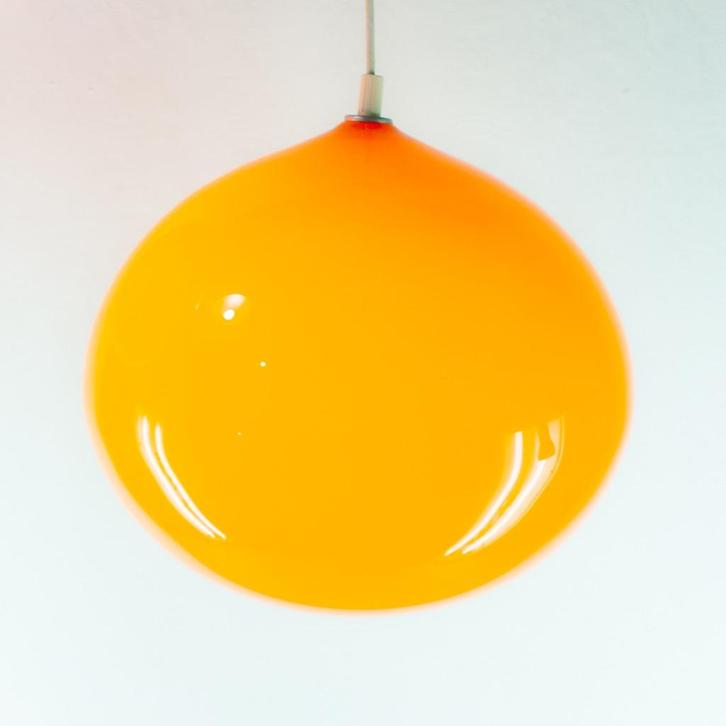 oranje glazen lamp Onion Pianon Vistosi Italië 33cm 60s 70s, Huis en Inrichting, Lampen | Hanglampen, Gebruikt, Minder dan 50 cm