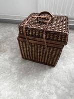 Vintage Rotan Opbergmand met Deksel, Huis en Inrichting, Woonaccessoires | Kisten, Ophalen, Zo goed als nieuw, 50 tot 100 cm, Minder dan 50 cm