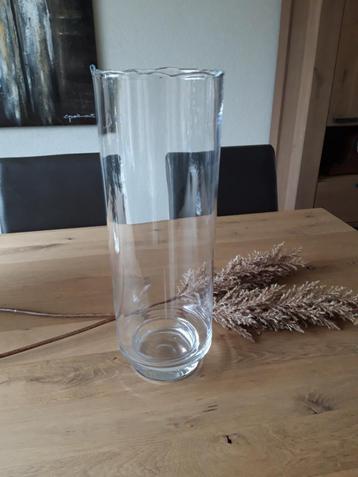 Te koop: Hoge cilindervormige glazen vaas - Handmade - H 52 beschikbaar voor biedingen