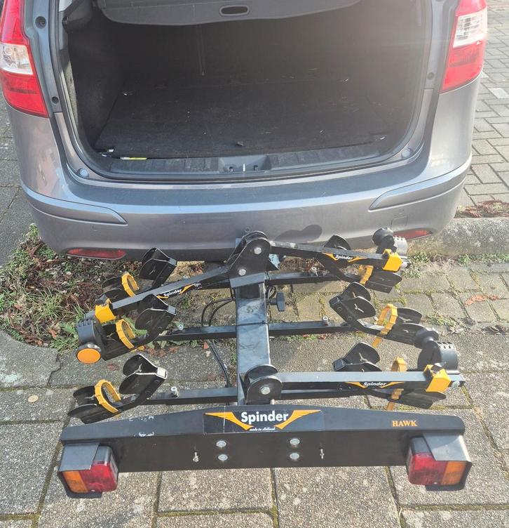 Spinder Hawk Fietsendrager - 3 Fietsen - Kantelfunctie, Auto diversen, Fietsendragers, Gebruikt, Trekhaakdrager, 3 fietsen of meer