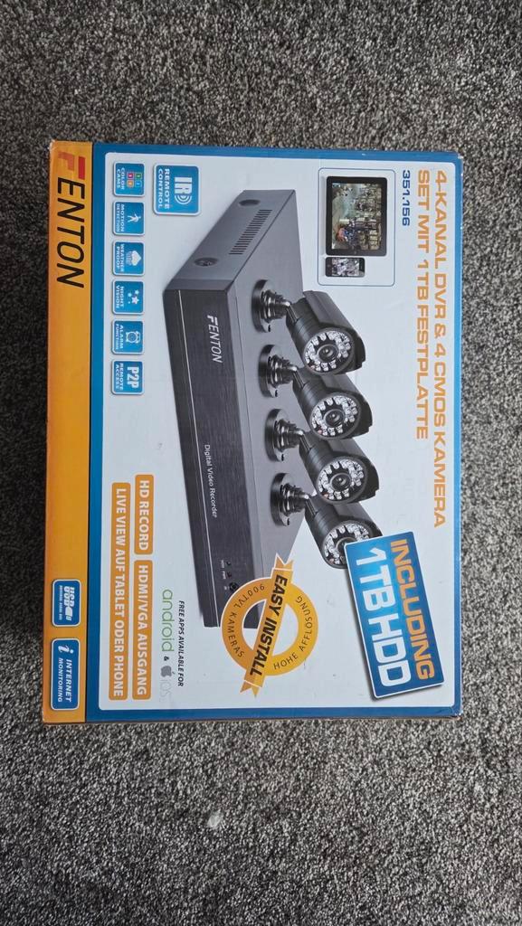 Fenton 4-kanaals DVR & 4 CMOS camera set met 1TB HDD, Audio, Tv en Foto, Videobewaking, Nieuw, Buitencamera, Ophalen of Verzenden