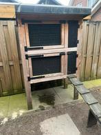 Douglas houten konijnenhok. Zwart/blank hout. 2 verdiepingen, Dieren en Toebehoren, Knaagdieren en Konijnen | Hokken en Kooien