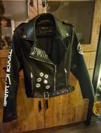 Pu nep leren biker jasje met print L/XL, Zwart, Maat 46/48 (XL) of groter, Ophalen of Verzenden, Zo goed als nieuw