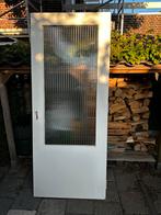 Oude deur met ribbelglas (canale) 201x83cm, Doe-het-zelf en Verbouw, Deuren en Horren, Ophalen, Gebruikt, 80 tot 100 cm, Binnendeur