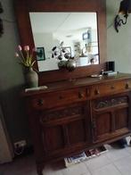 Dressoir + spiegel, Ophalen, 100 tot 150 cm, Mooi houtsnijwerk, Met deur(en)