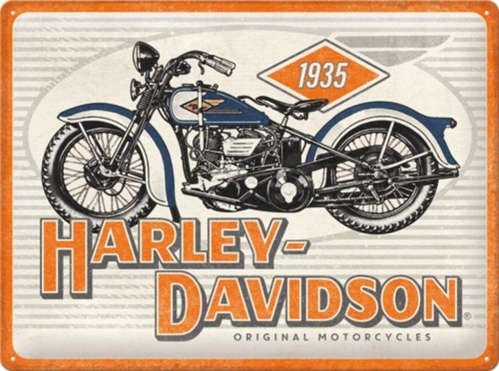 Harley Davidson 1935 motor relief reclamebord van metaal, Verzamelen, Automerken, Motoren en Formule 1, Nieuw, Auto's, Verzenden