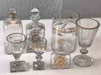 Antiek glas 7 delen karaffen, druivenspoeler, flesje en glas, Antiek en Kunst, Antiek | Glas en Kristal, Ophalen of Verzenden