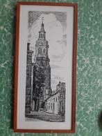pentekening in lijst/glas, Kerktoren Torenstraat Nijkerk., Ophalen of Verzenden, 1940 tot 1960, Gelderland