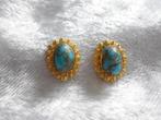 Prachtige Handgemaakte 20 Kt Gouden Oorstekers met Turkois, Sieraden, Tassen en Uiterlijk, Antieke sieraden, Verzenden, Goud, Oorbellen