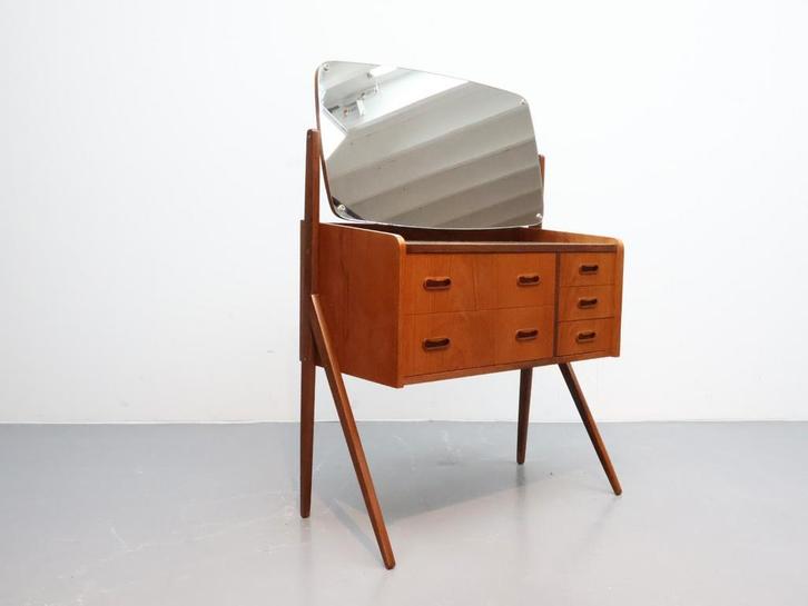 Mid century design kaptafel teak, Huis en Inrichting, Tafels | Kaptafels, Gebruikt, 100 tot 150 cm, 50 tot 100 cm, Hout, Ophalen