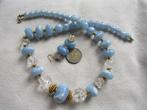 9.  Schitterende oude ketting+oorbellen,  60 cm, Sieraden, Tassen en Uiterlijk, Antieke sieraden, Ophalen