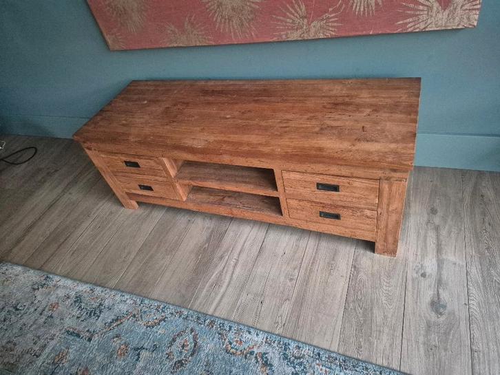 2 kasten teak dressoir en tv meubel, Huis en Inrichting, Kasten | Dressoirs, Gebruikt, 100 tot 150 cm, 25 tot 50 cm, Met lade(s)
