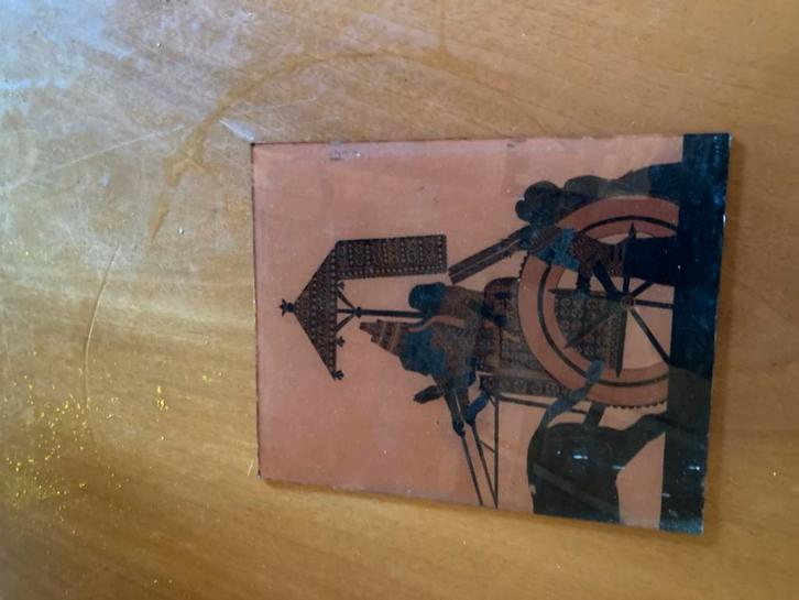Minidisco Tafereel op Glas Geschilderd, Antiek en Kunst, Kunst | Overige Kunst, Ophalen of Verzenden