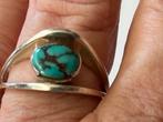 Art Deco zilveren ring Turkoois, Sieraden, Tassen en Uiterlijk, Ringen, Verzenden, Zo goed als nieuw, 17 tot 18, Met edelsteen