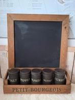 Kruidenrek met schoolbord/hout/kruidenpotjes/blikjes, Huis en Inrichting, Keuken | Keukenbenodigdheden, Ophalen of Verzenden, Zo goed als nieuw