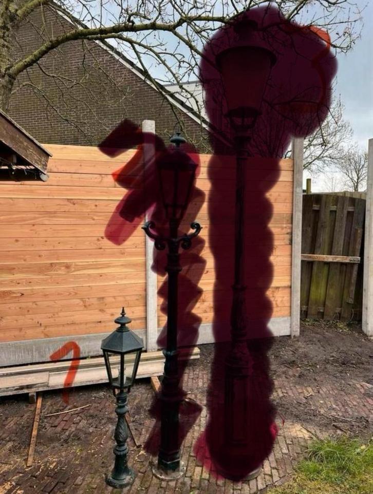 1 Klassieke Staande Lantaarnpaal 110cm, Tuin en Terras, Buitenverlichting, Gebruikt, Staande lamp, Aluminium, 50 tot 250 watt