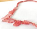 Prachtige Rozenkwarts ketting collier 18KGP, Sieraden, Tassen en Uiterlijk, Kettingen, Verzenden, Zo goed als nieuw, Steen of Mineraal