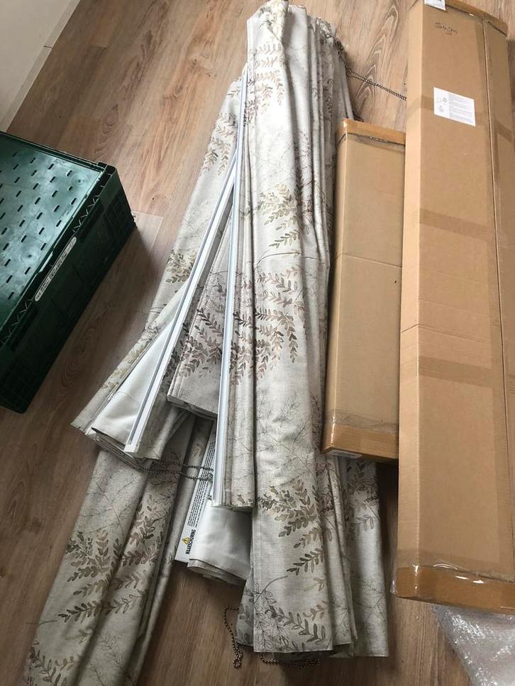 9 vouwgordijnen met blad motief te koop, Huis en Inrichting, Stoffering | Gordijnen en Lamellen, Nieuw, 200 cm of meer, Ophalen