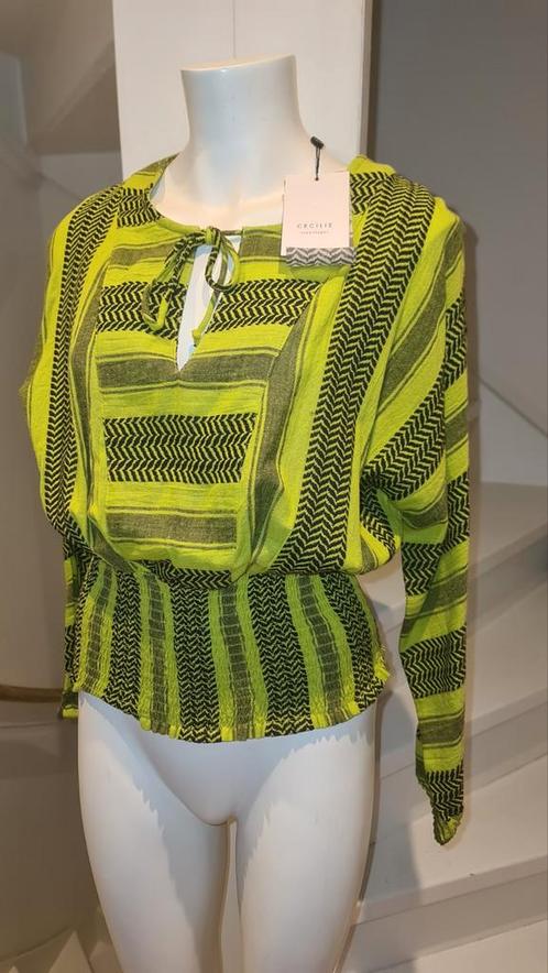 Nieuwe blouse 36 S Cecilie Copenhagen katoen groen zwart, Kleding | Dames, Blouses en Tunieken, Nieuw, Maat 36 (S), Groen, Ophalen of Verzenden