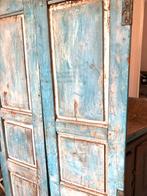 Antieke turquoise houten luiken, prachtig patina, Ophalen