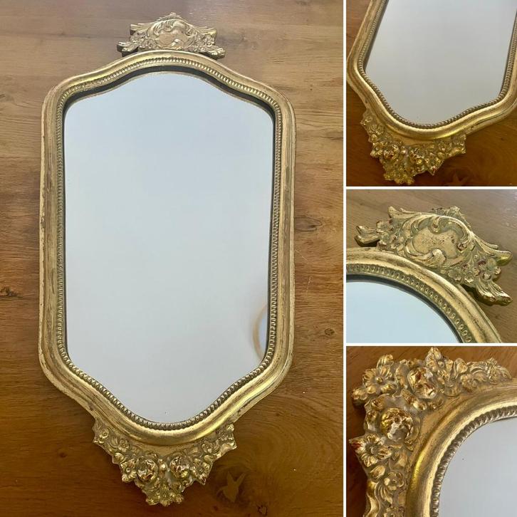 Fraaie antieke kuifspiegel uit Frankrijk, in perfecte staat, Antiek en Kunst, Antiek | Spiegels, Minder dan 50 cm, Minder dan 100 cm