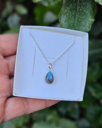 Labradoriet (Blauwe Gloed) Ketting - Echt Zilver beschikbaar voor biedingen