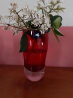 Mondgeblazen robijnrode vaas, Ophalen of Verzenden, Minder dan 50 cm, Rood, Glas